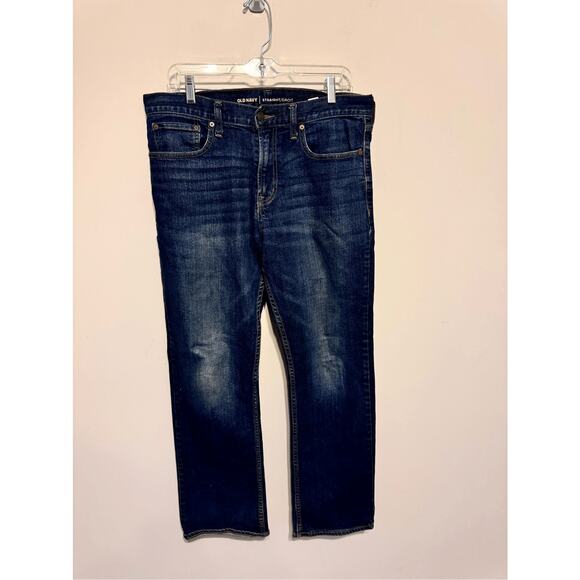 Old Navy Men's Size 33x30 Straight Leg Dark Wash Blue Jeans - Picture 1 of 8